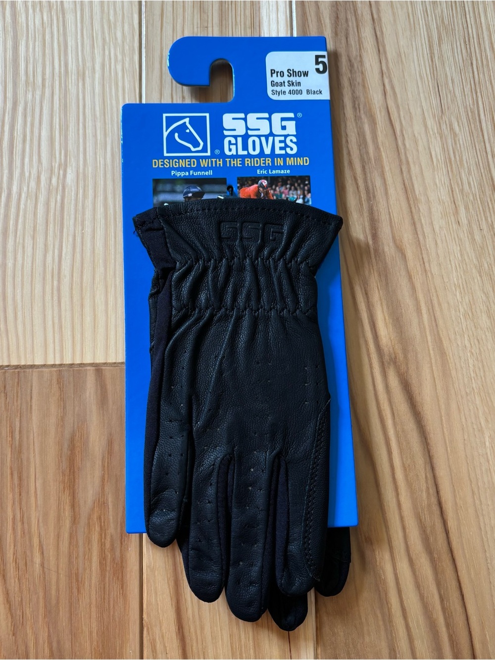 NEW SSG Gloves Pro Show Equestrian Goat Skin Black Leather Gloves Size 5